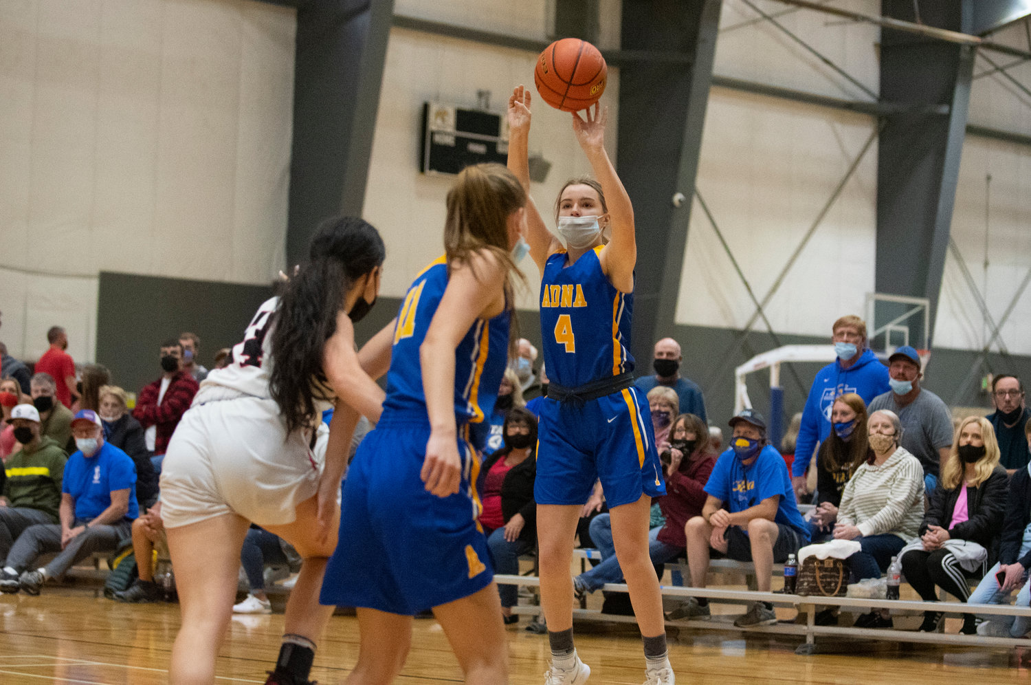 Adna sophomore Brooklyn Loose (4) shoots a 3-pointer against Toledo on Wednesday.