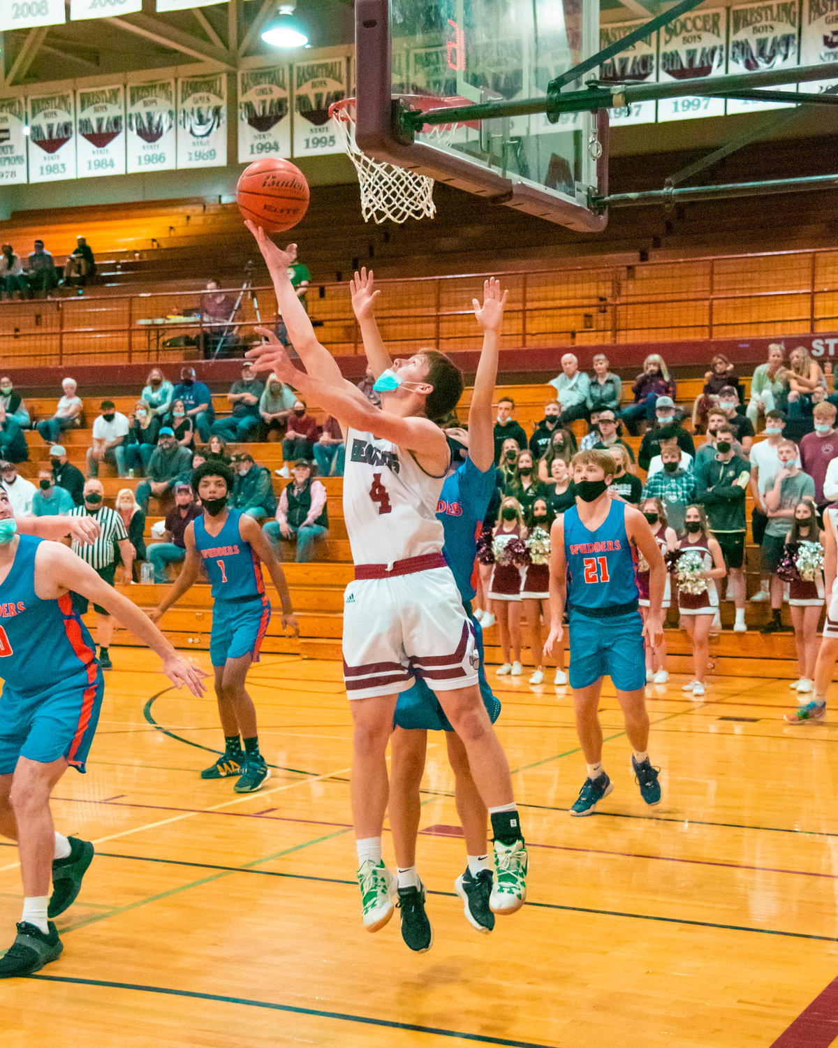 W.F. West's Cade Haller (4) attempts a layup Wednesday night.