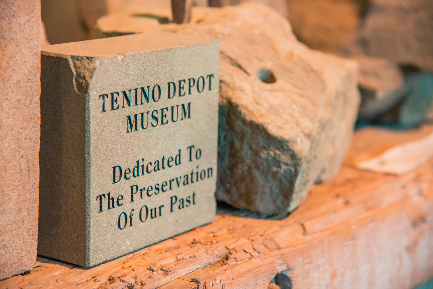 Sandstone is on display inside the Tenino Depot Museum seen Tuesday.