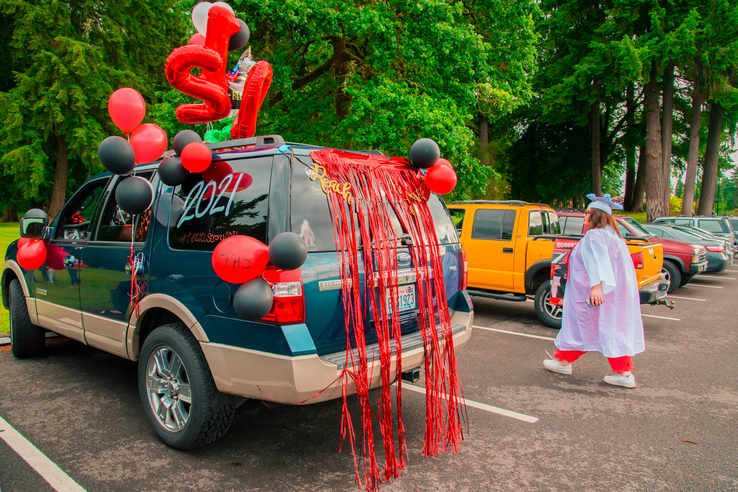 Vehichles were decorated to celebrate graduates during a parade on Friday in Tenino.