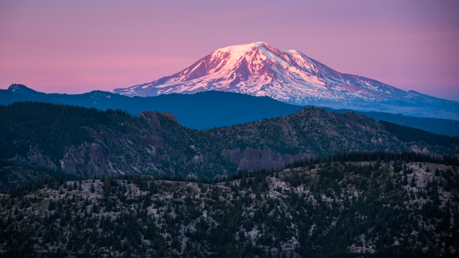 Mount Adams is pictured at sunset seen from the Gifford Pinchot National Forest in this Chronicle file photo.