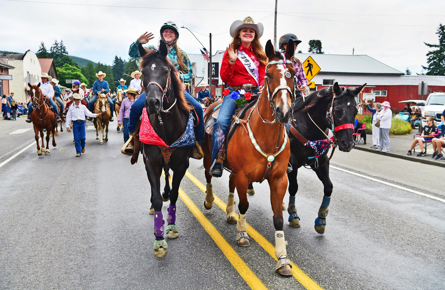 A whole corral’s worth of horses and riders participated in Oakville’s Independence Day parade on Saturday, July 3. The riders, affiliated with the Northwest Junior Rodeo Association, participate in rodeos throughout the region.