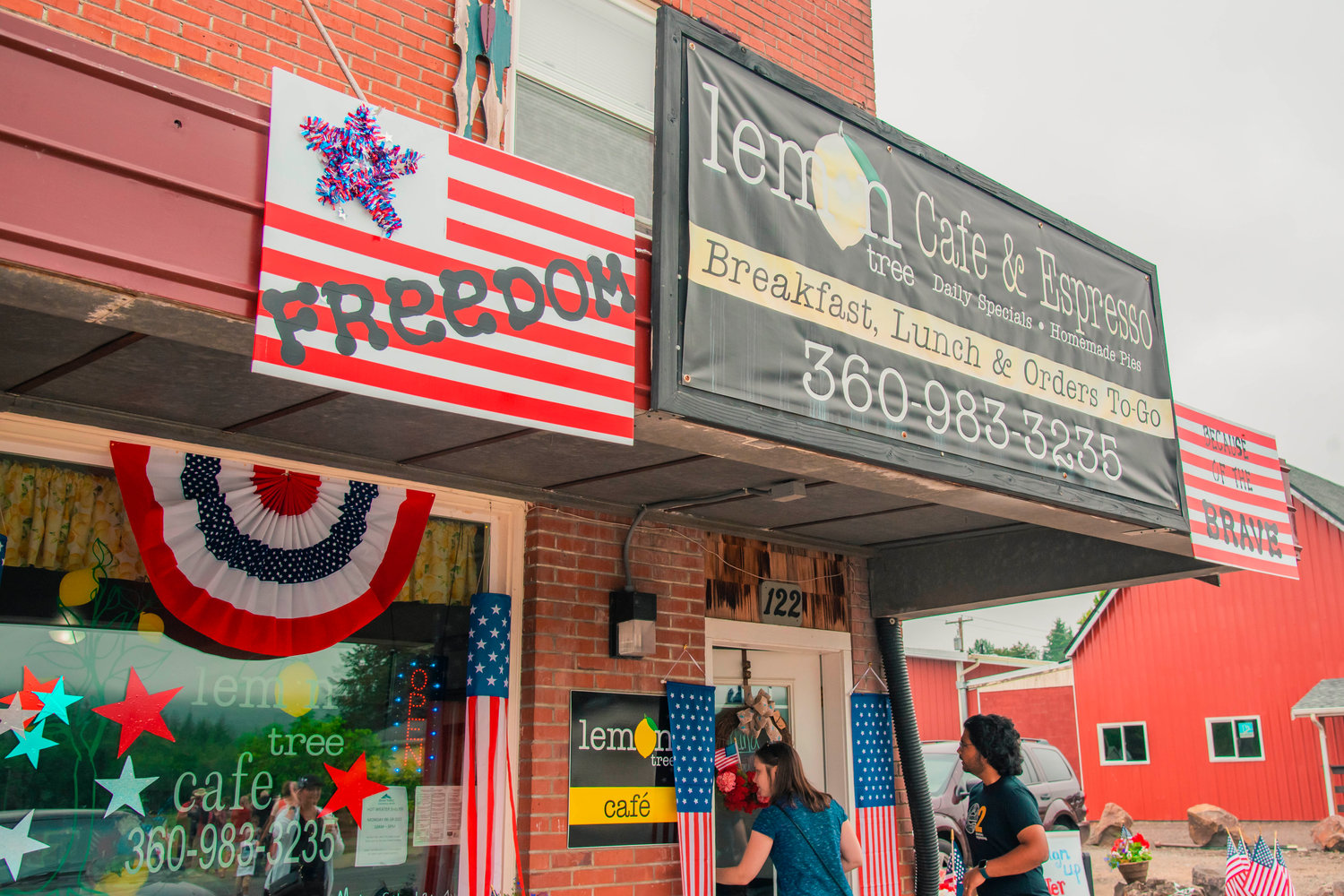 The Lemon Tree Cafe and Espresso was decorated in stars and stripes during the Mossyrock Freedom Festival on Saturday.