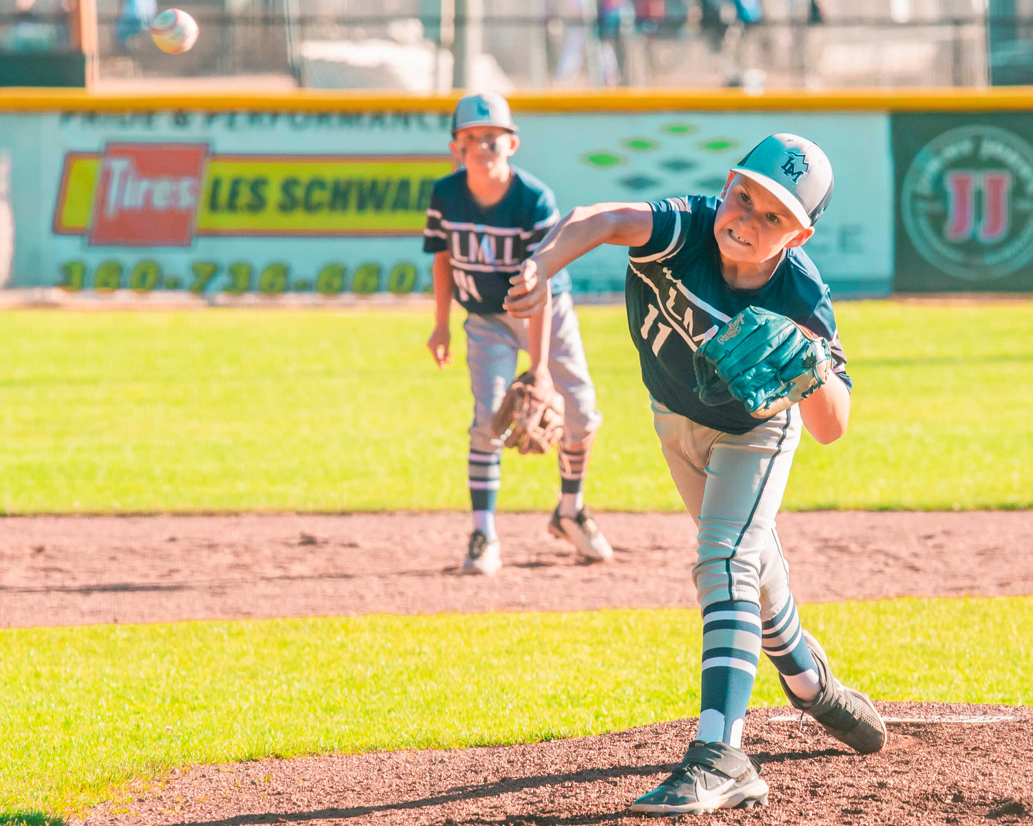 Clayton Knutson pitches for Larch Mountain during the 10U Little League District 3 Championship game against Centralia on Thursday.