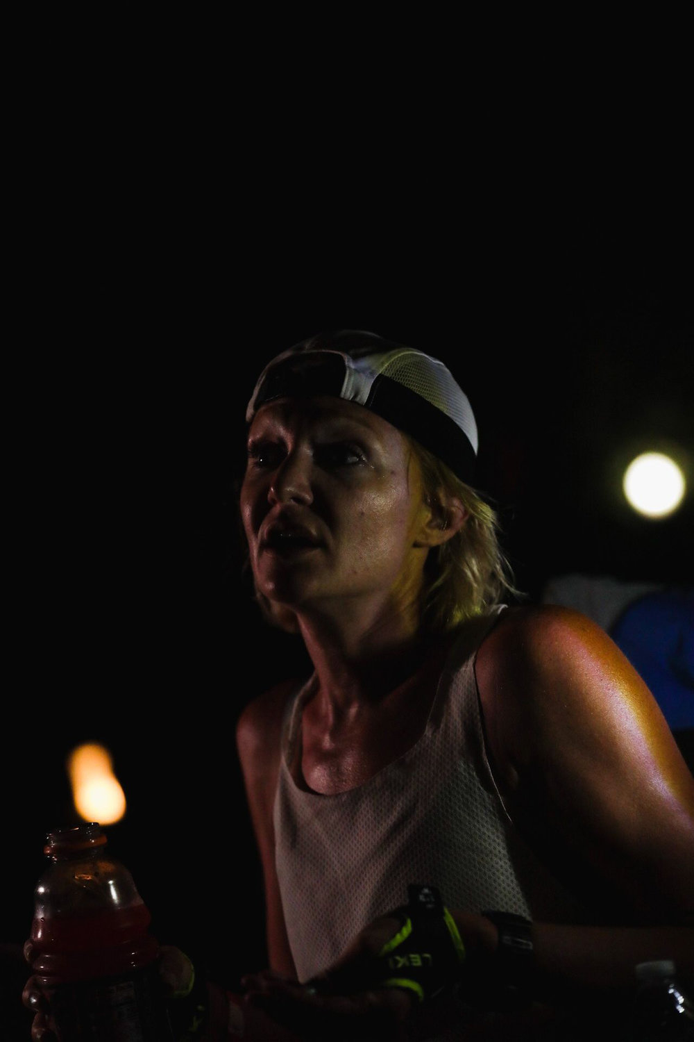 Sabrina Stanley runs through the night during the Hardrock 100 ultramarathon on July 17 near Silverton, Colorado.