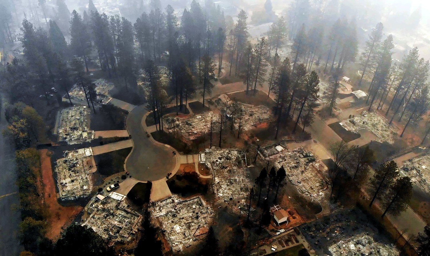 An aerial view of Paradise after the 2018 Camp fire. (Carolyn Cole/Los Angeles Times/TNS)
