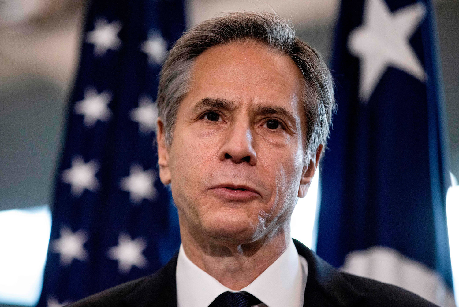 U.S. Secretary of State Antony Blinken on Sunday blamed Iran for a deadly attack on an Israel-linked tanker. (Carlos Barria/Pool/AFP/Getty Images)