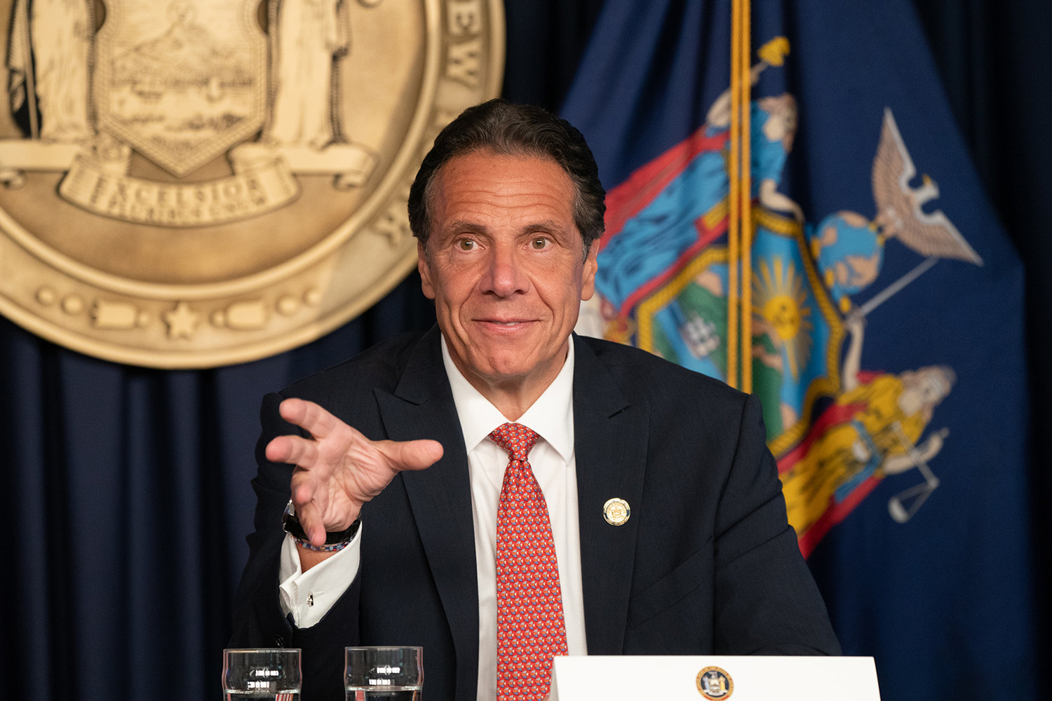 Governor Andrew M. Cuomo provides a COVID-19 update on Aug. 2, 2021. (Don Pollard/Office of Governor Andrew M. Cuomo/TNS)