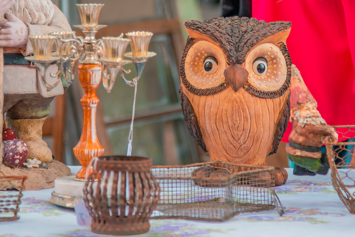 Decorative pieces sit on display during Antique Fest in downtown Centralia on Friday.
