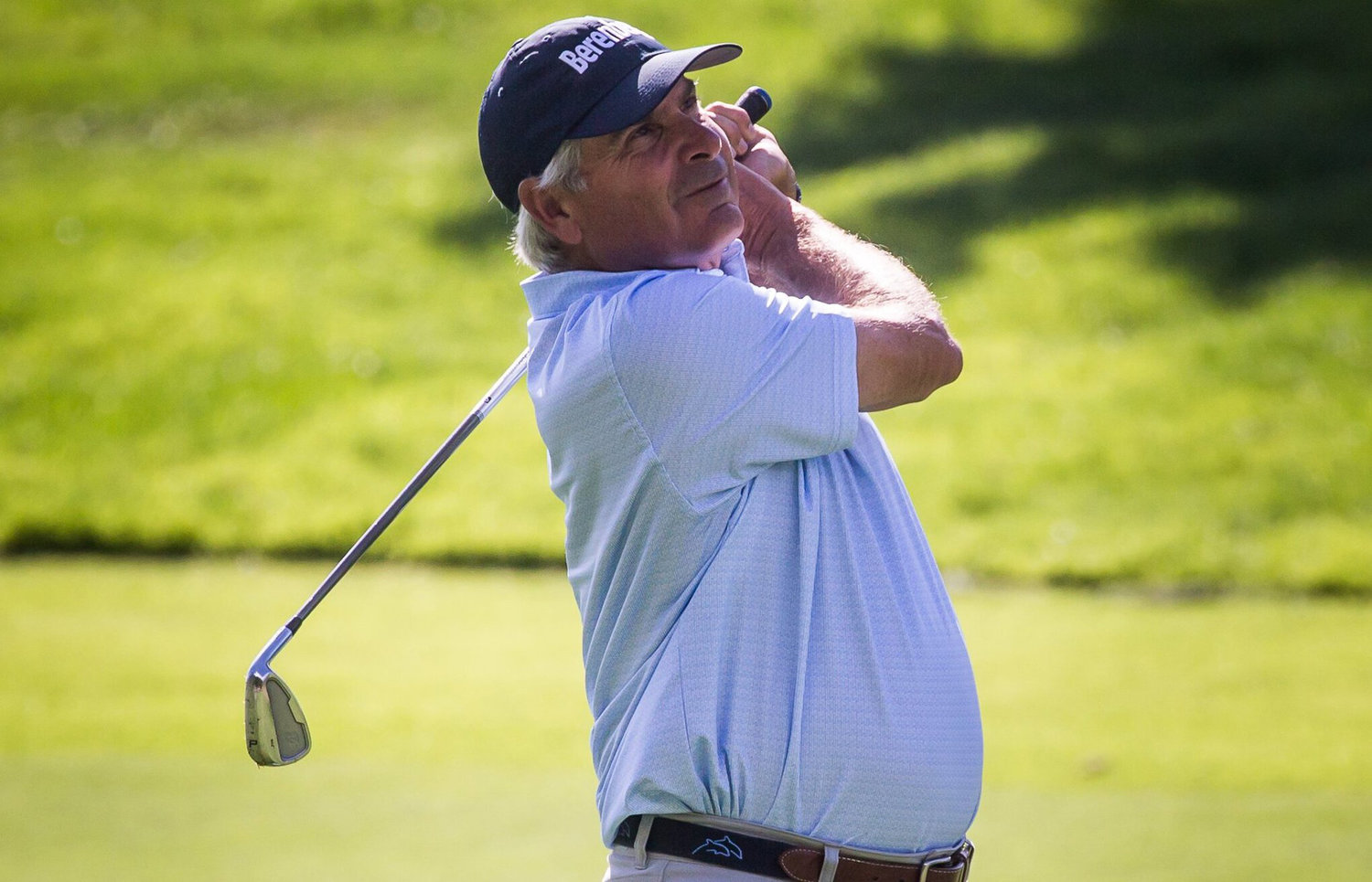 Fred Couples watches his ball after a drive late in the day during the final day of the Boeing Classic in 2019.