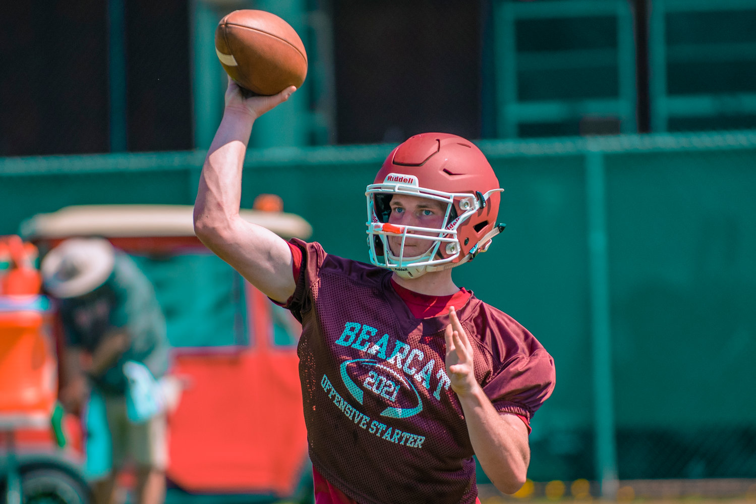 W.F. West junior quarterback Gavin Fugate throws during practice on Wednesday, Aug. 18.