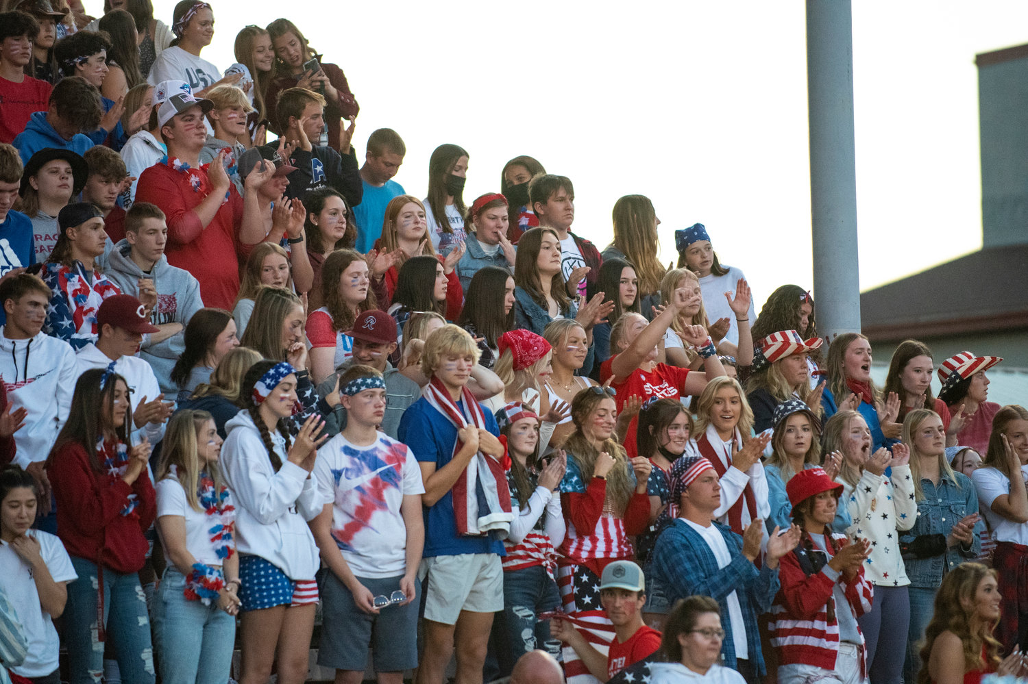W.F. West's student section cheers during the Bearcats' season-opening matchup against Kelso on Friday, Sept. 3.