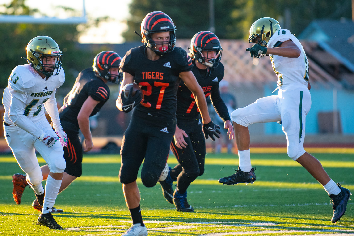 Centralia senior Anthony Saucedo finds an open hole against Evergreen during a season-opening nonleague matchup at home on Friday, Sept. 3.