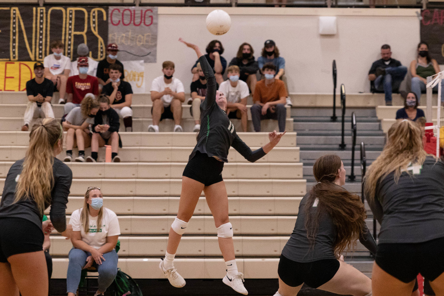 Senior Kira Turcotte attempts a spike in Tumwater's sweep of Capital Tuesday night.