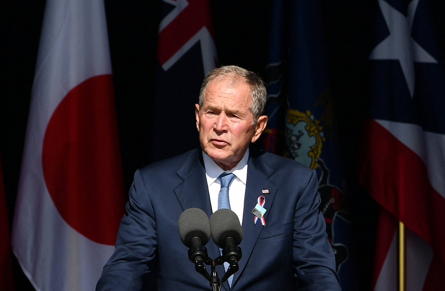 Former President George W. Bush speaks during a 9/11 commemoration at the Flight 93 National Memorial in Shanksville, Pa., on September 11, 2021. (Mandel Ngan/AFP/Getty Images/TNS)