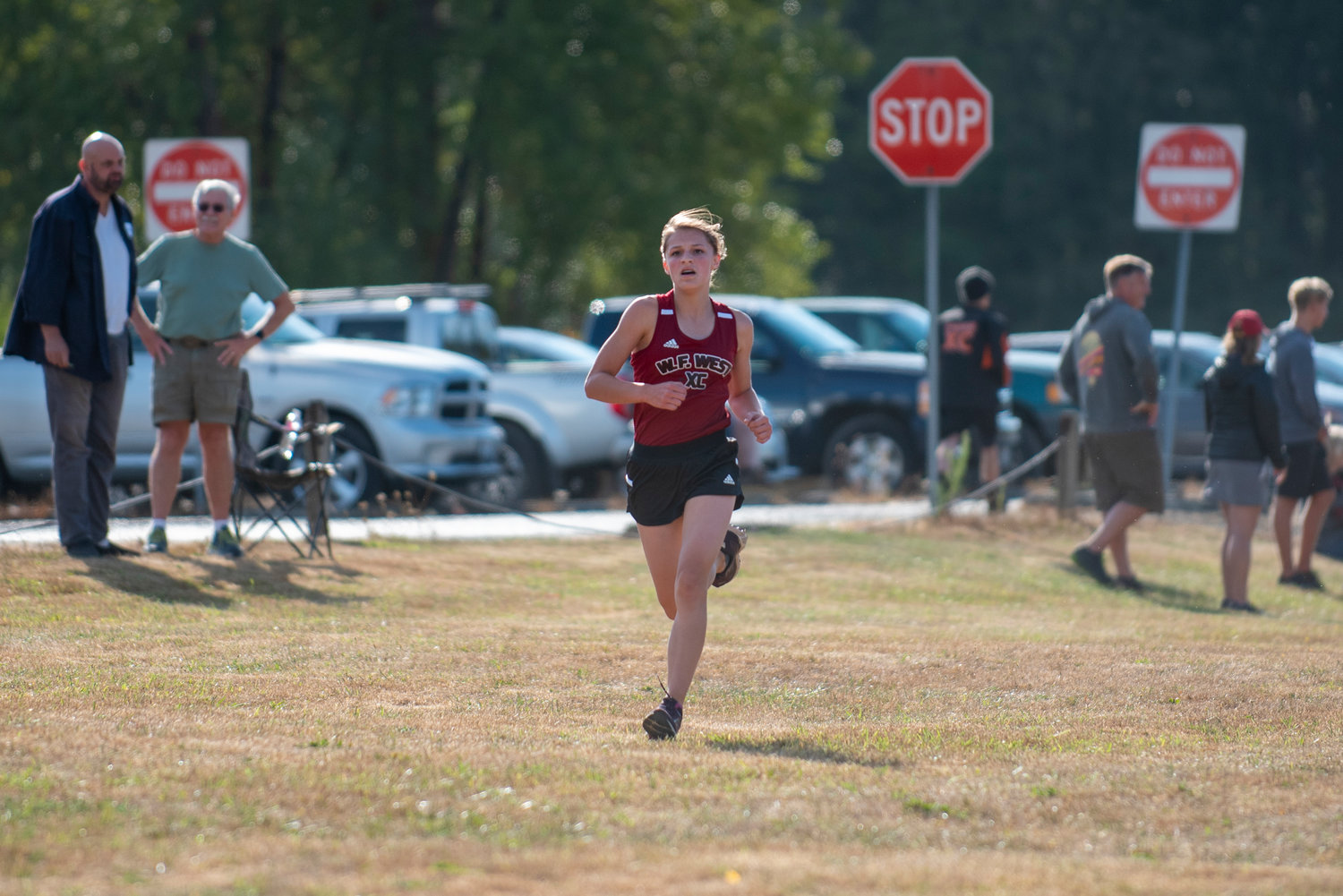 W.F. West's Mercedes Ricks sprints down the final stretch to the finish line on Wednesday.
