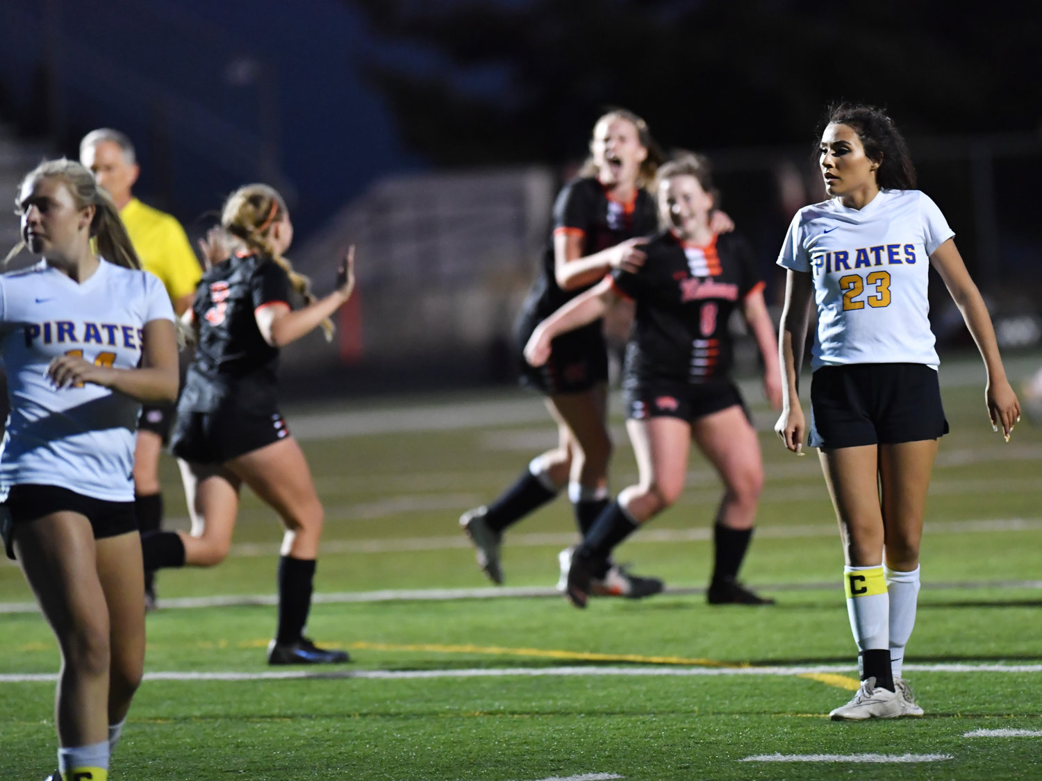 Adna's Presley Smith (23) scored the Pirates' lone goal against Kalama on Wednesday.