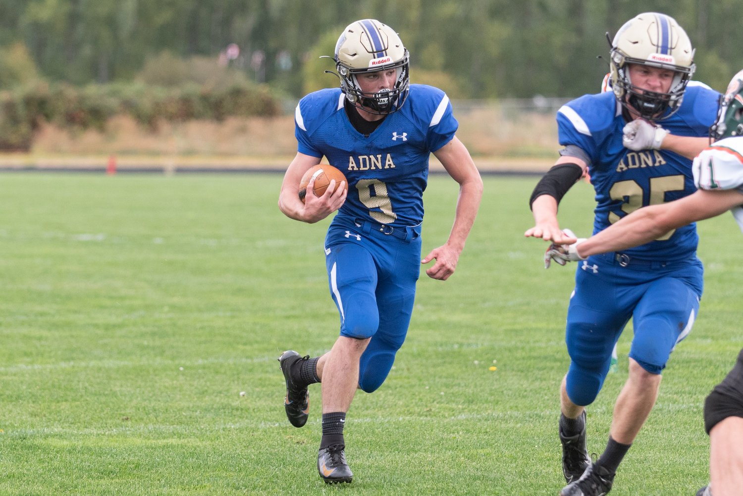 Adna tailback Tristan Ridley takes a carry for a big gain in the Pirates win over Morton-White Pass Saturday afternoon.