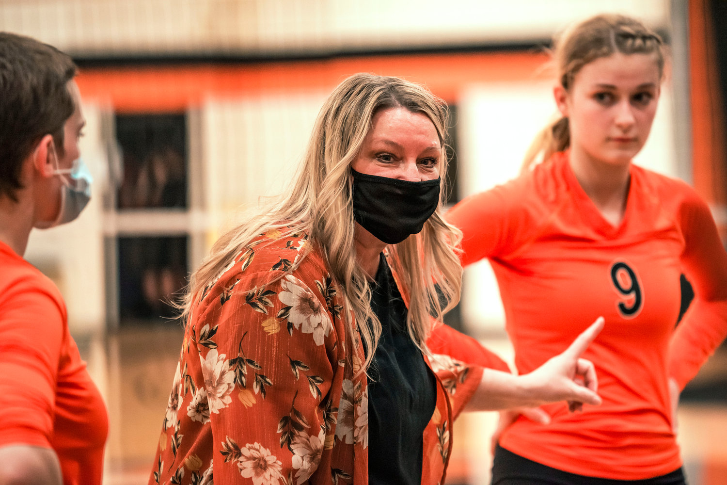 FILE PHOTO -- Napavine’s Head Coach Monica Dailey talks to players during a match at home against Toledo earlier this season.