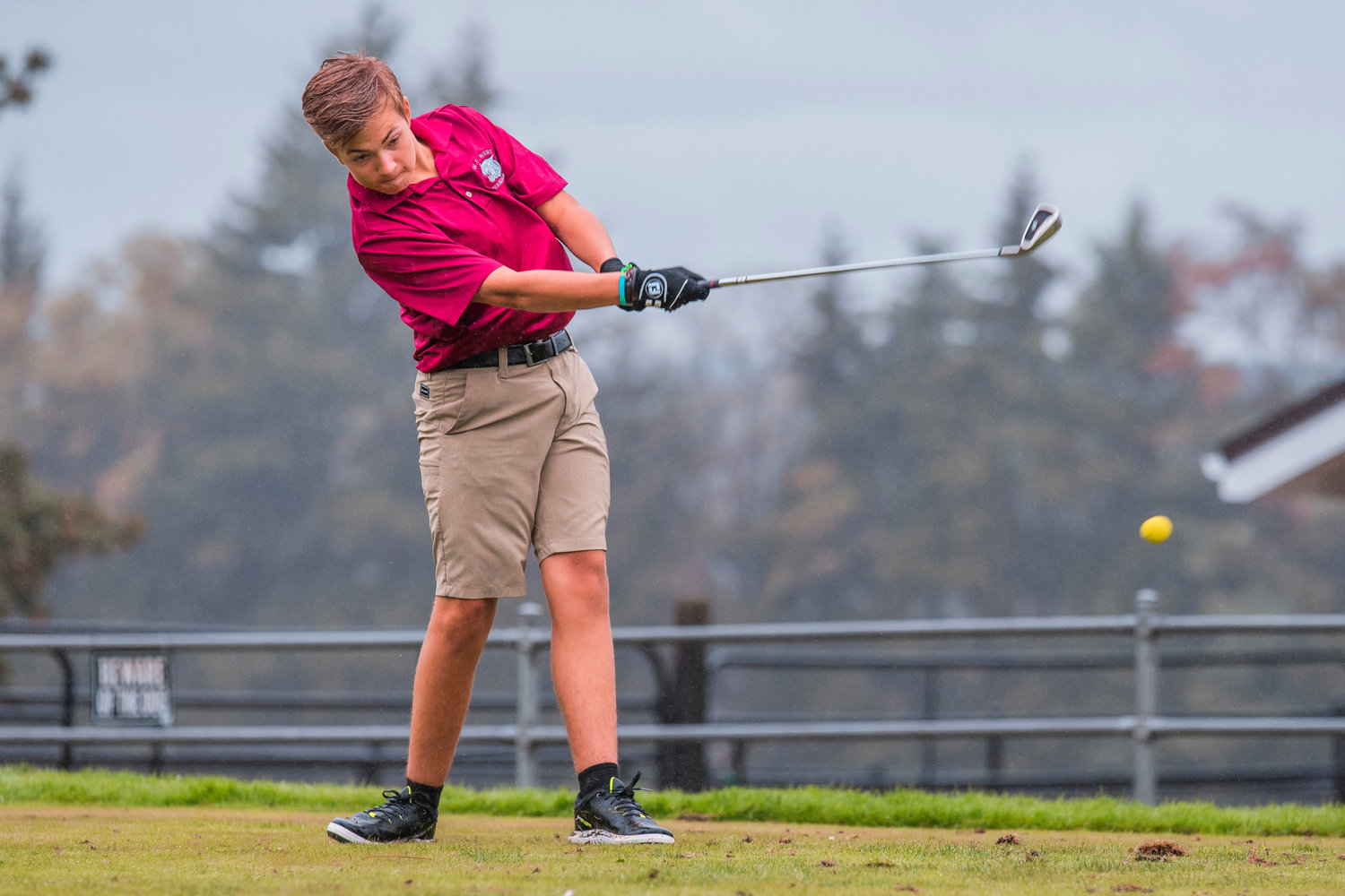 W.F. West’s Keplin Trana tees off Wednesday afternoon at the Newaukum Valley Golf Course in Chehalis.