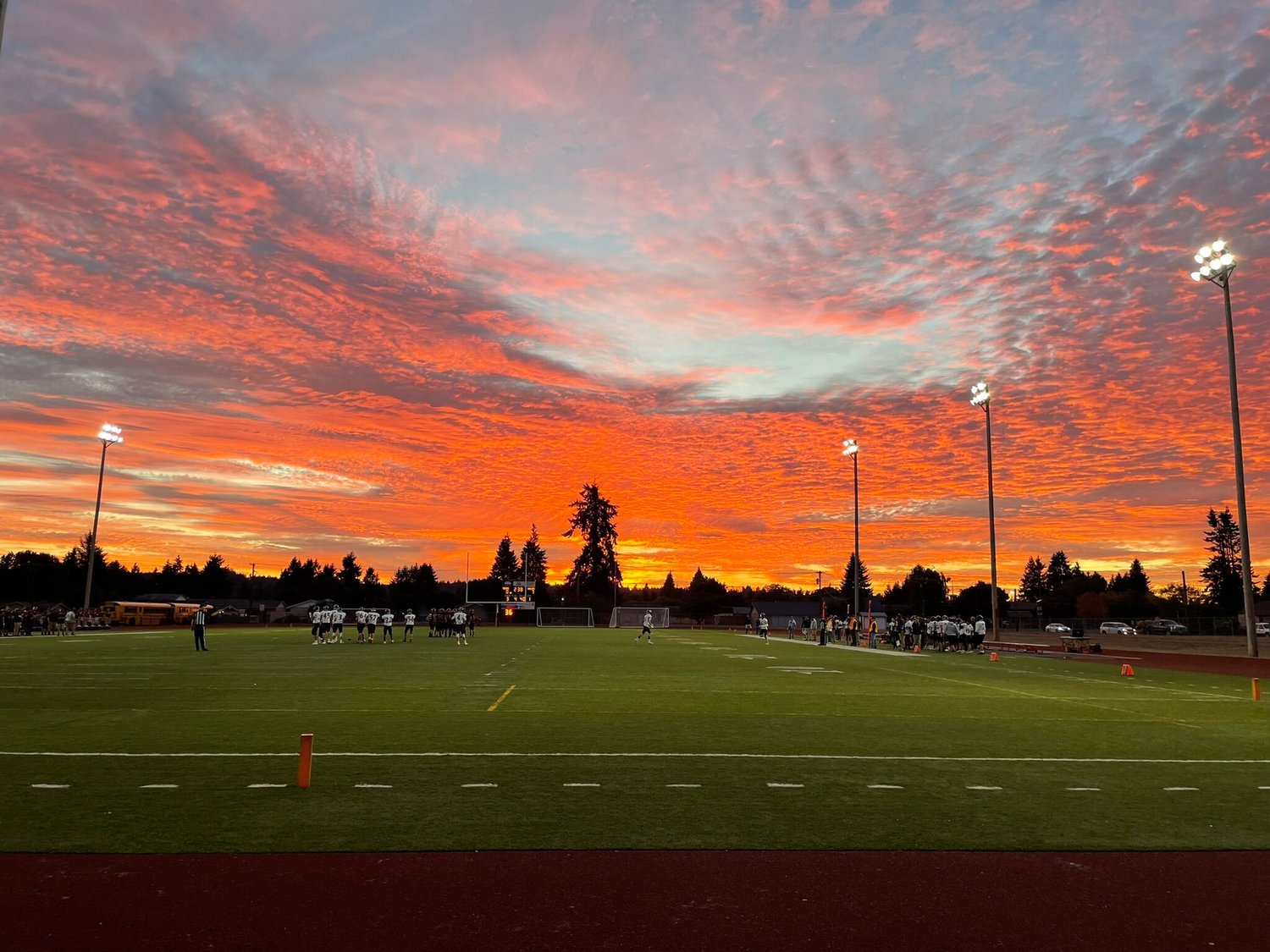 The sunset made the perfect backdrop for a football game between Black Hills and Centralia on Friday night.