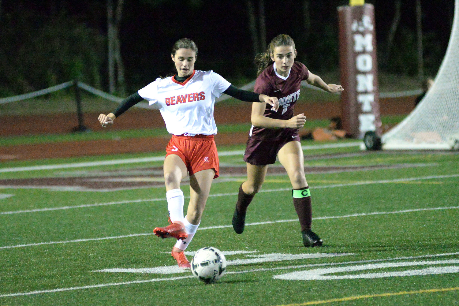 FILE PHOTO -- Tenino's Kayla Feltus (3) dribbles past a Montesano player during a road game on Tuesday.