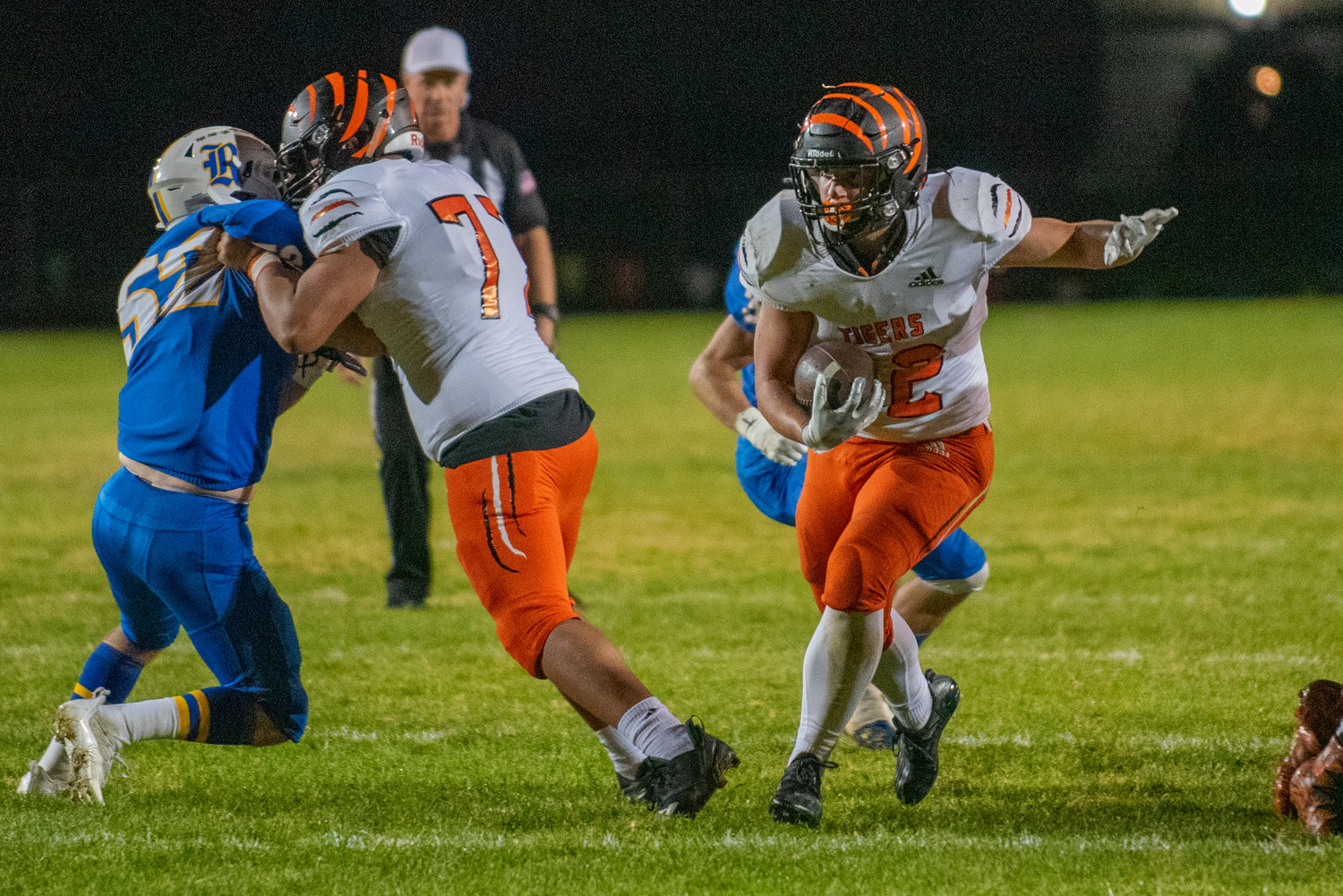 Centralia’s Gabe Seymour (32) finds running room against Rochester on Oct. 2, 2021.