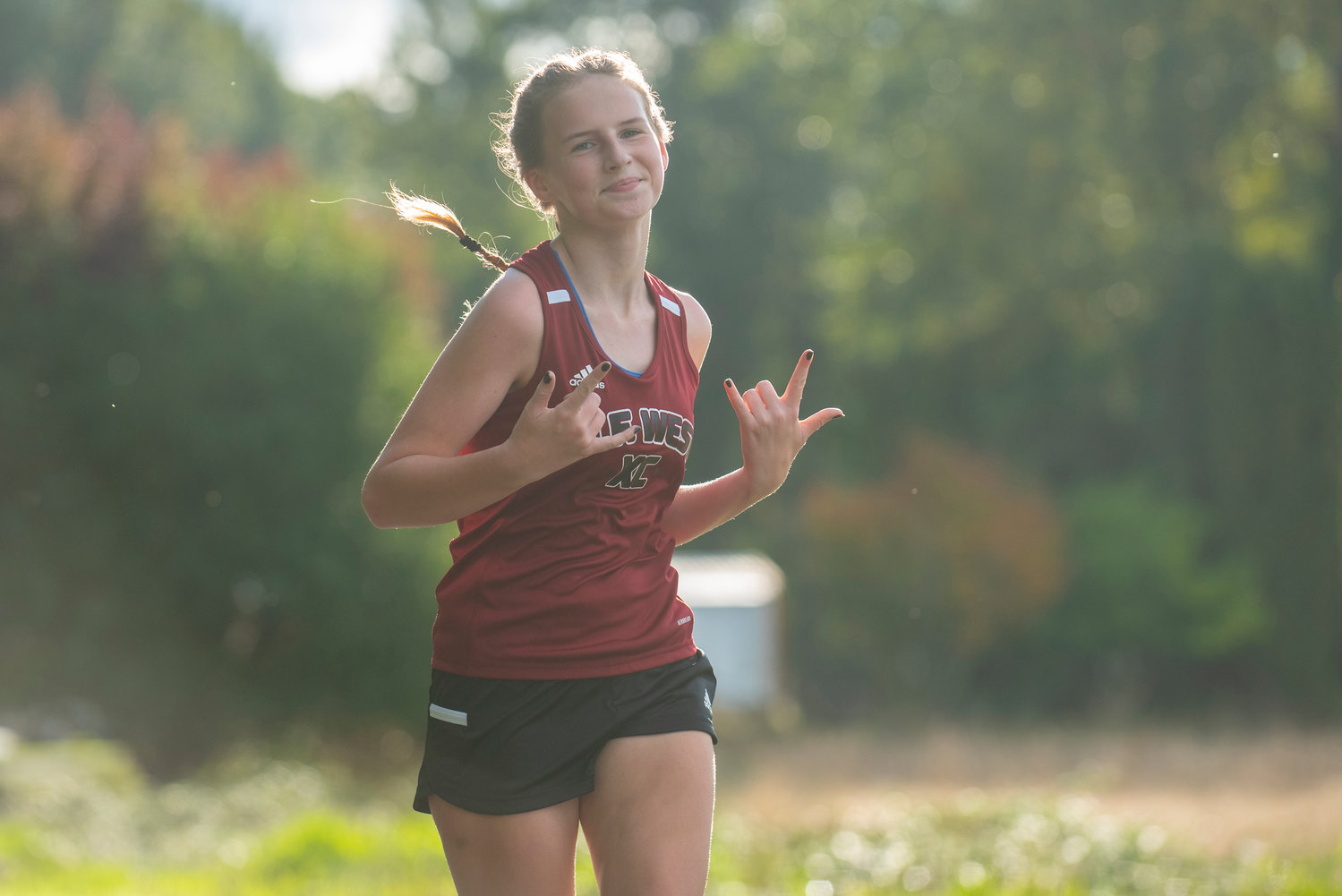 W.F. West's Jaelynn Viall competes in a dual meet at Stan Hedwall Park on Wednesday, Oct. 6, 2021.