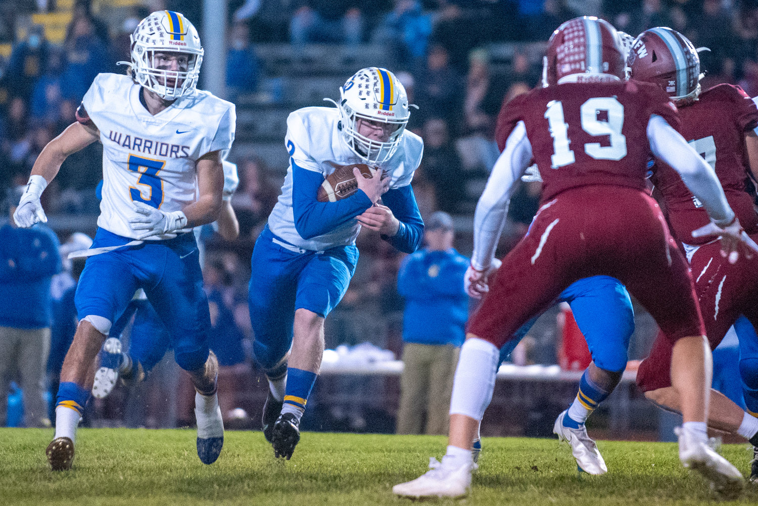 Rochester's Tate Quarnstrom (2) rushes against W.F. West in the first quarter of a game on Oct. 8, 2021...