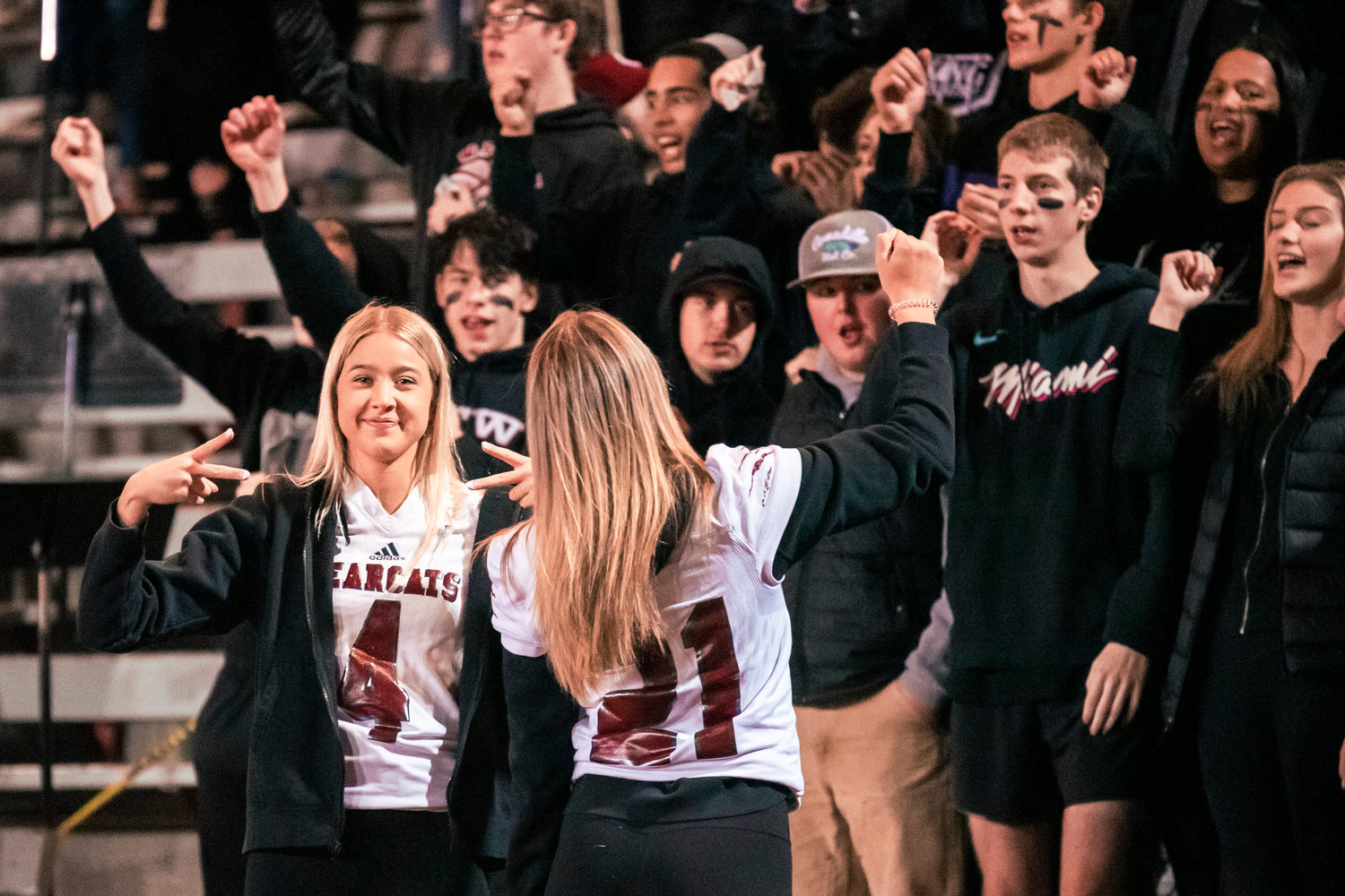 Bearcat fans sport black out attire during a Friday night game in Chehalis.