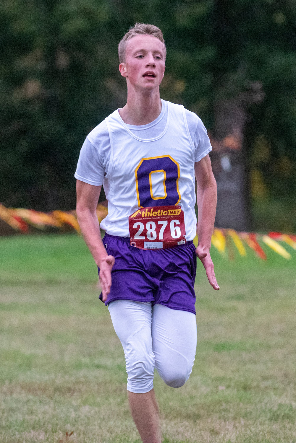 Onalaska senior Lethon Fitch approaches the finish line of the 2B Central League cross country championships on Oct. 21, 2021.