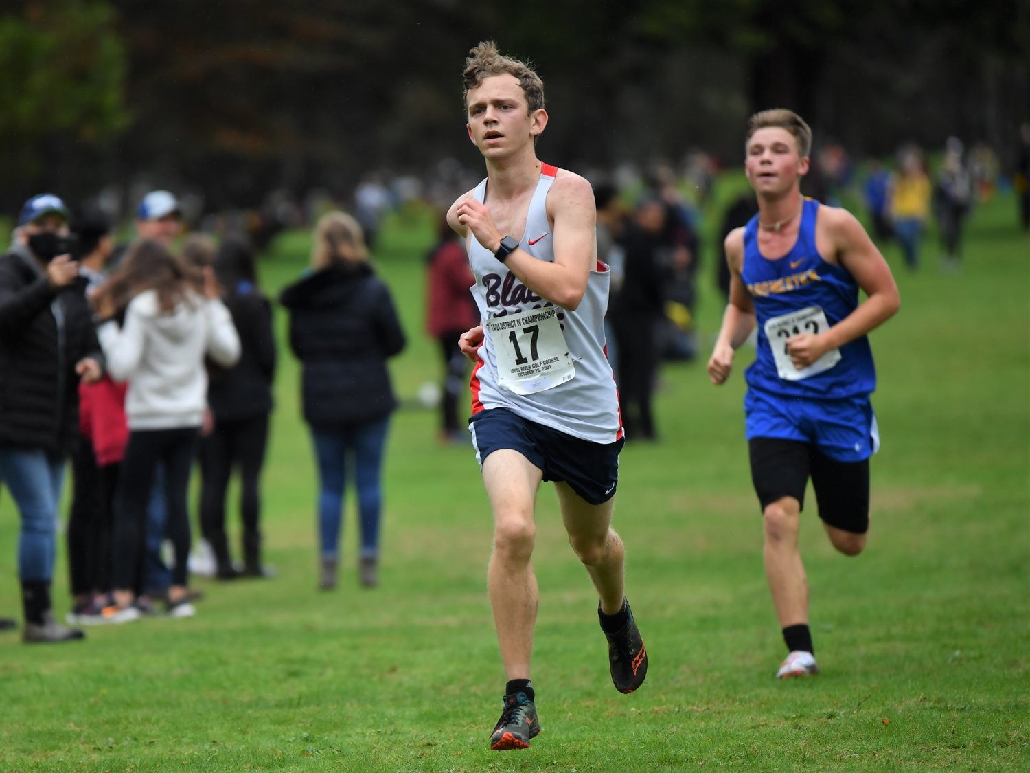Black Hills senior Logan Carte races toward the finish line at the District 4 Cross Country Championships Oct. 28.