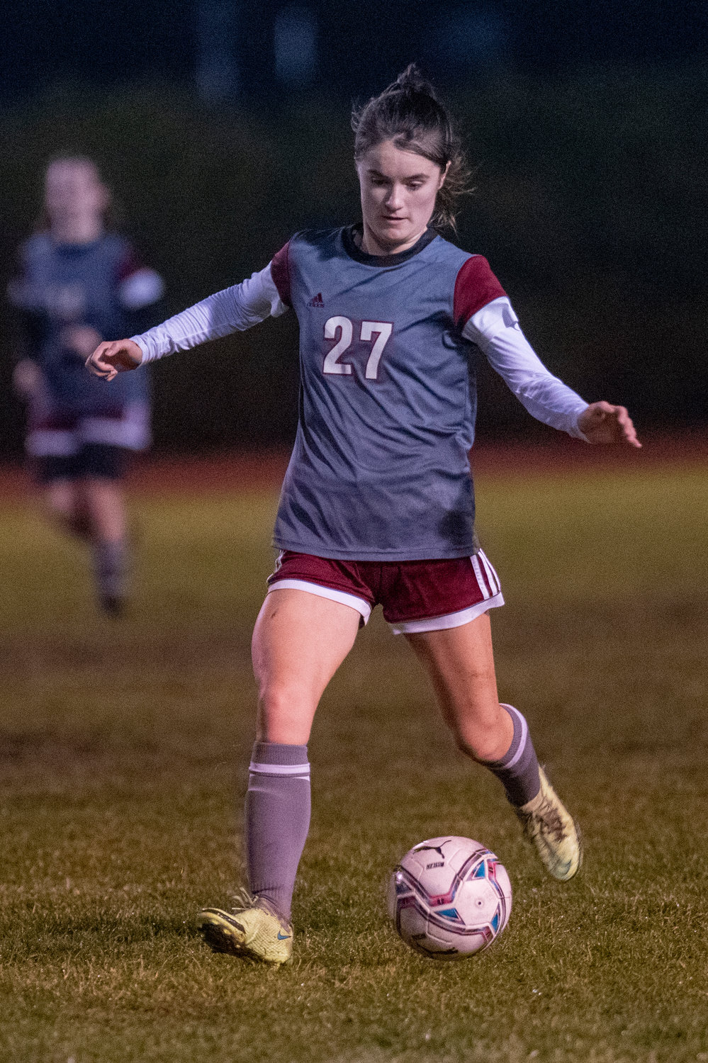 W.F. West's Audrey Toynbee prepares to boot the ball downfield against Washougal in a district playoff match Tuesday, Nov. 2.