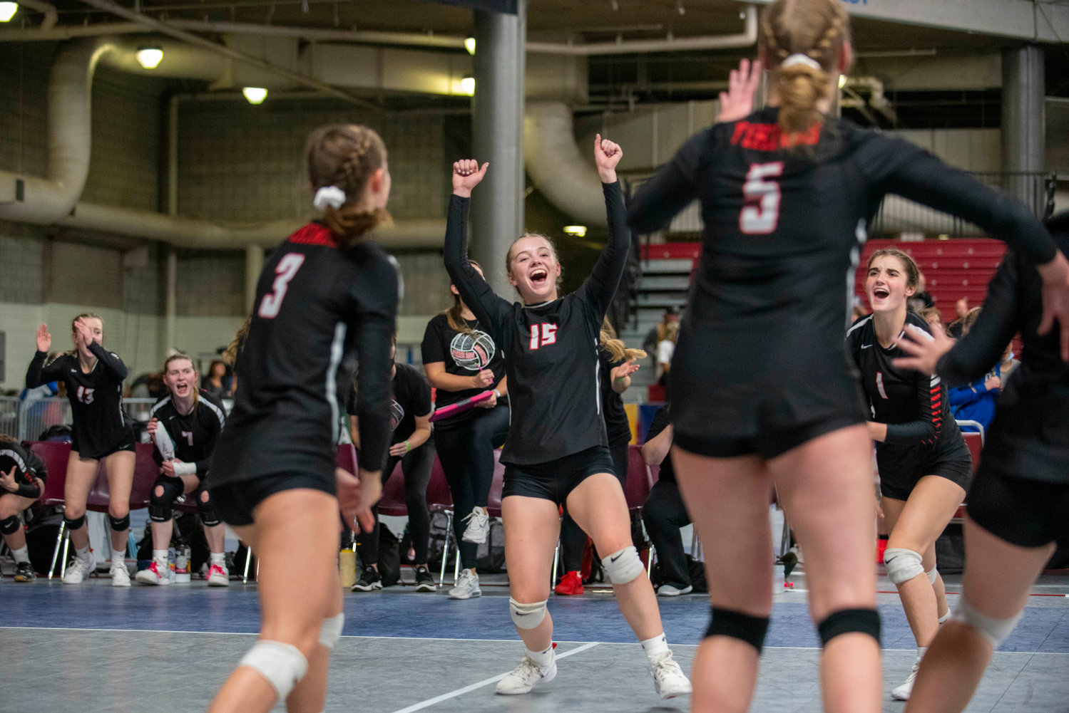 Mossyrock celebrates after scoring against Mary Walker in the state quarterfinals Thursday in Yakima.