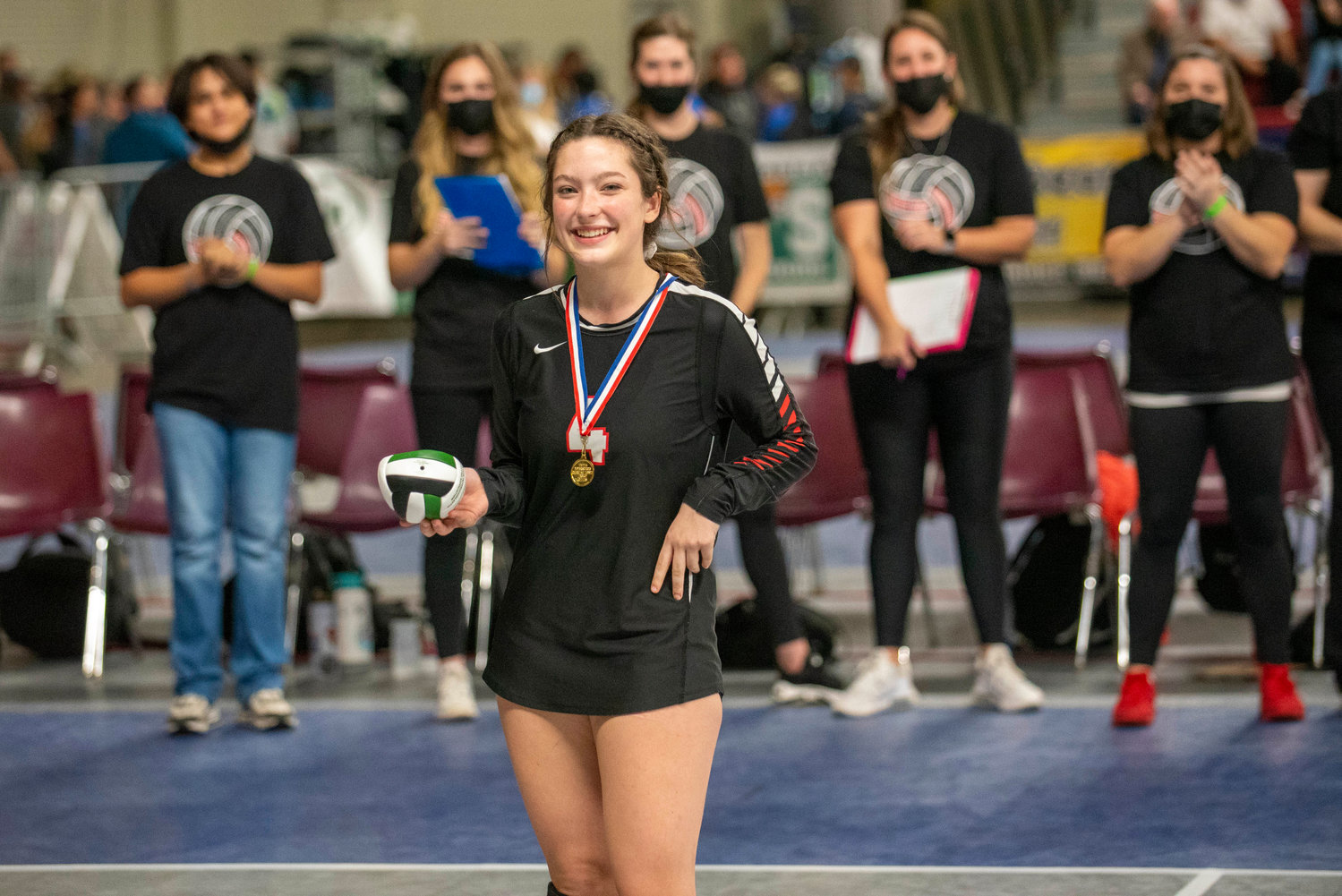 Mossyrock’s Autumn Imes (4) won the sportsmanship award during the state quarterfinal match against Mary Walker on Thursday in Yakima.