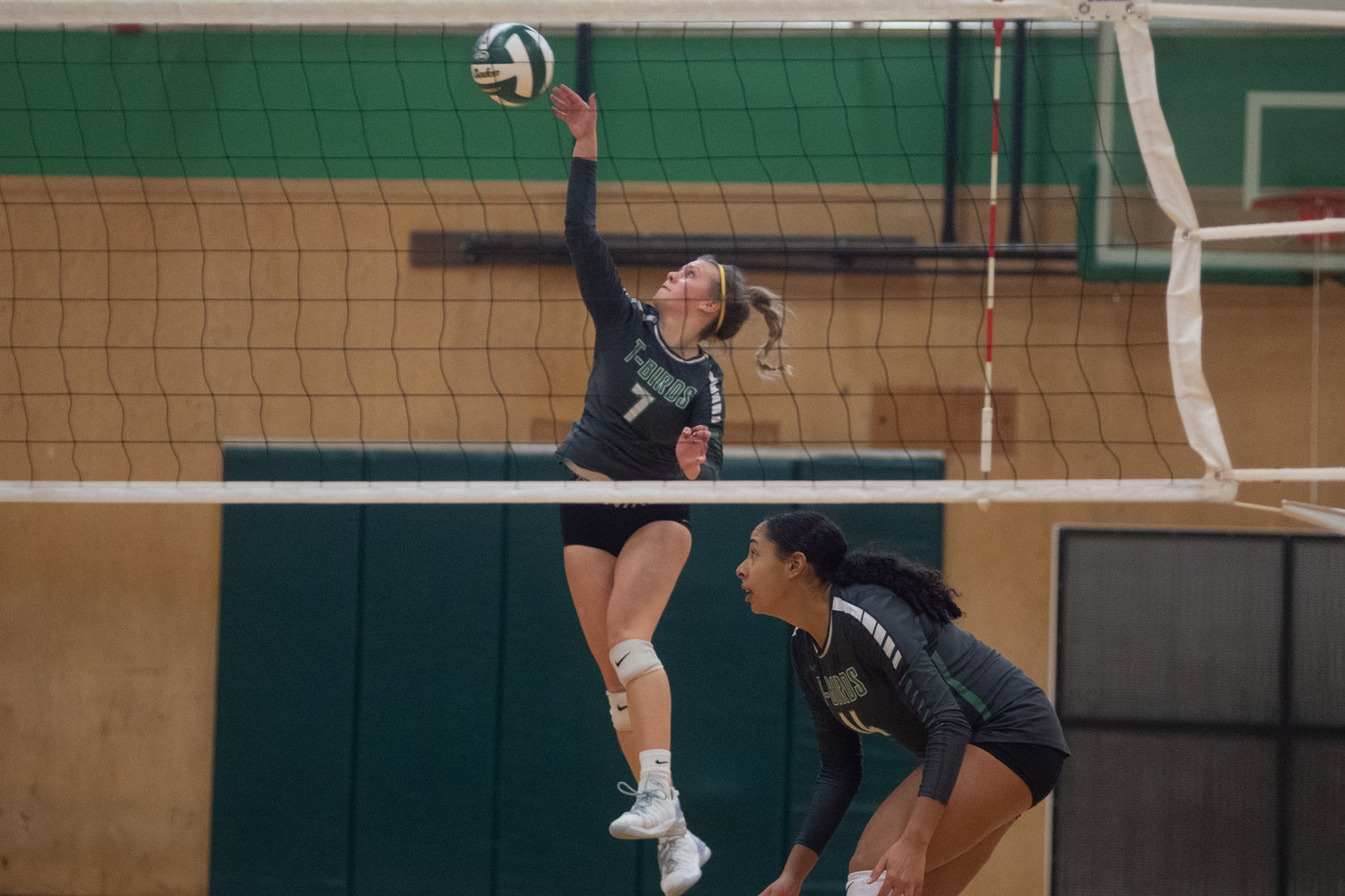 Tumwater outside hitter Brooklynn Hayes goes up for a kill against Black Hills in the district playoffs Nov. 13.