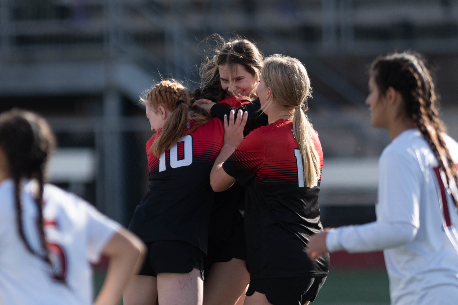 Marina Smith celebrates her goal against Highland in the 2B state third-place game Nov. 20.