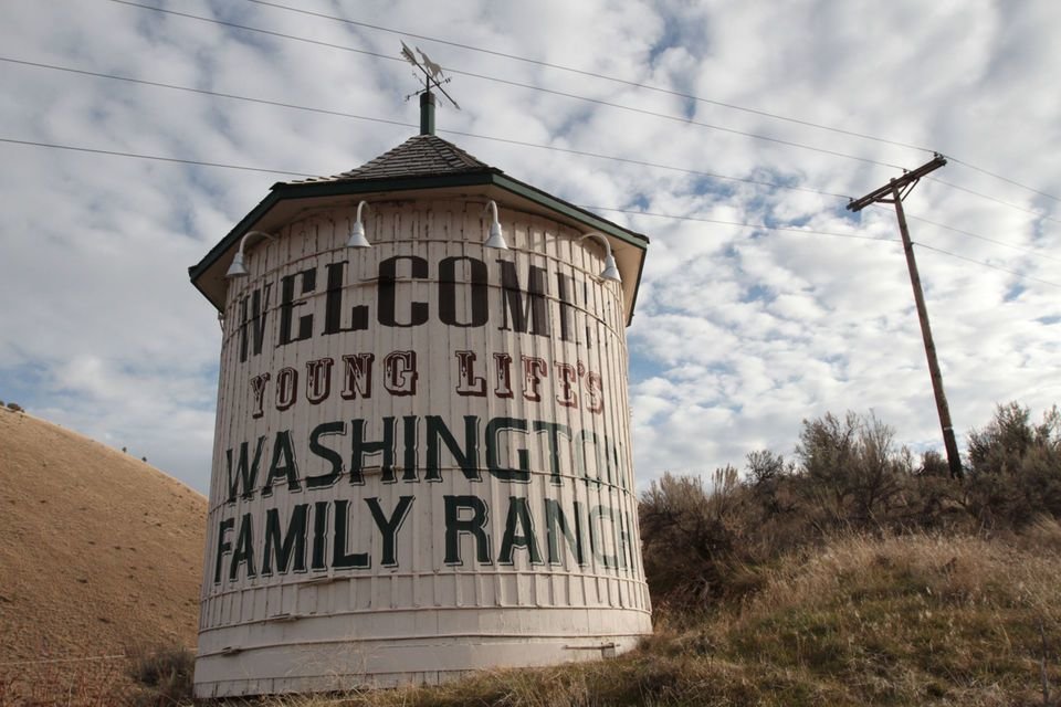 Few traces remained in 2011 to identify the people who built the Rancho Rajneesh commune years ago. A water tower welcomed visitors to the Young Life camp that took over the land that the Rajneeshees used to occupy. Photo by Randy L. Rasmussen/The Oregonian