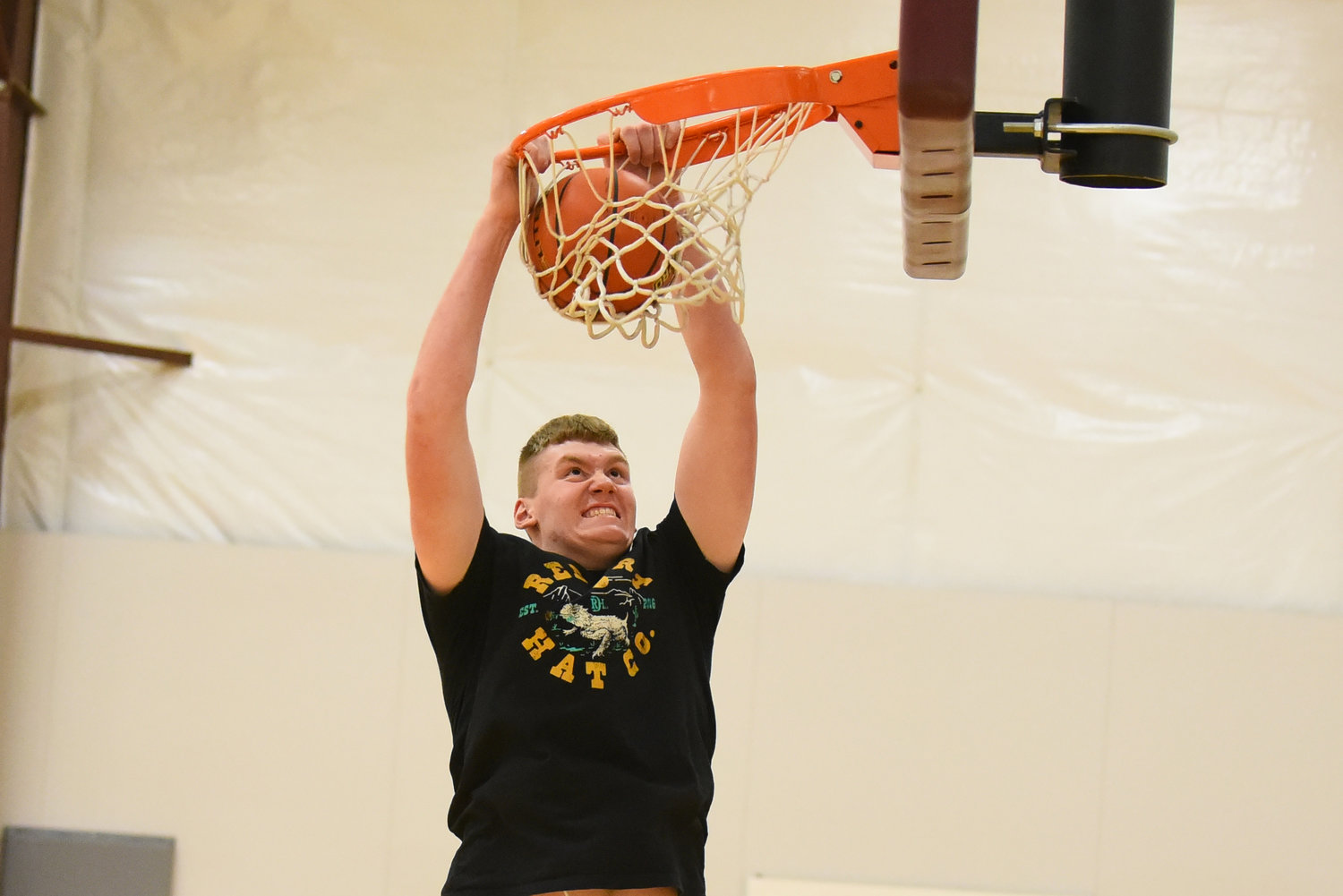 W.F. West junior Soren Dalan throws down a two-handed jam during practice at the Pacific Athletic Center on Thursday.