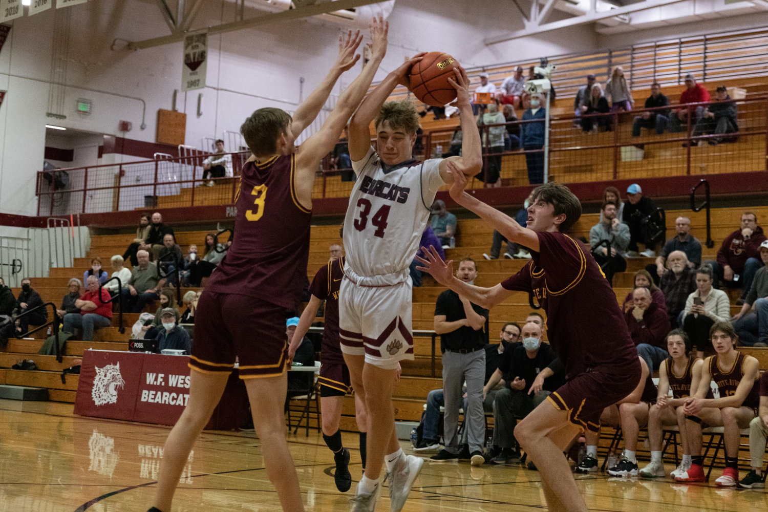 W.F. West guard Gage Brumfield drives to the rim against White River Nov. 30.