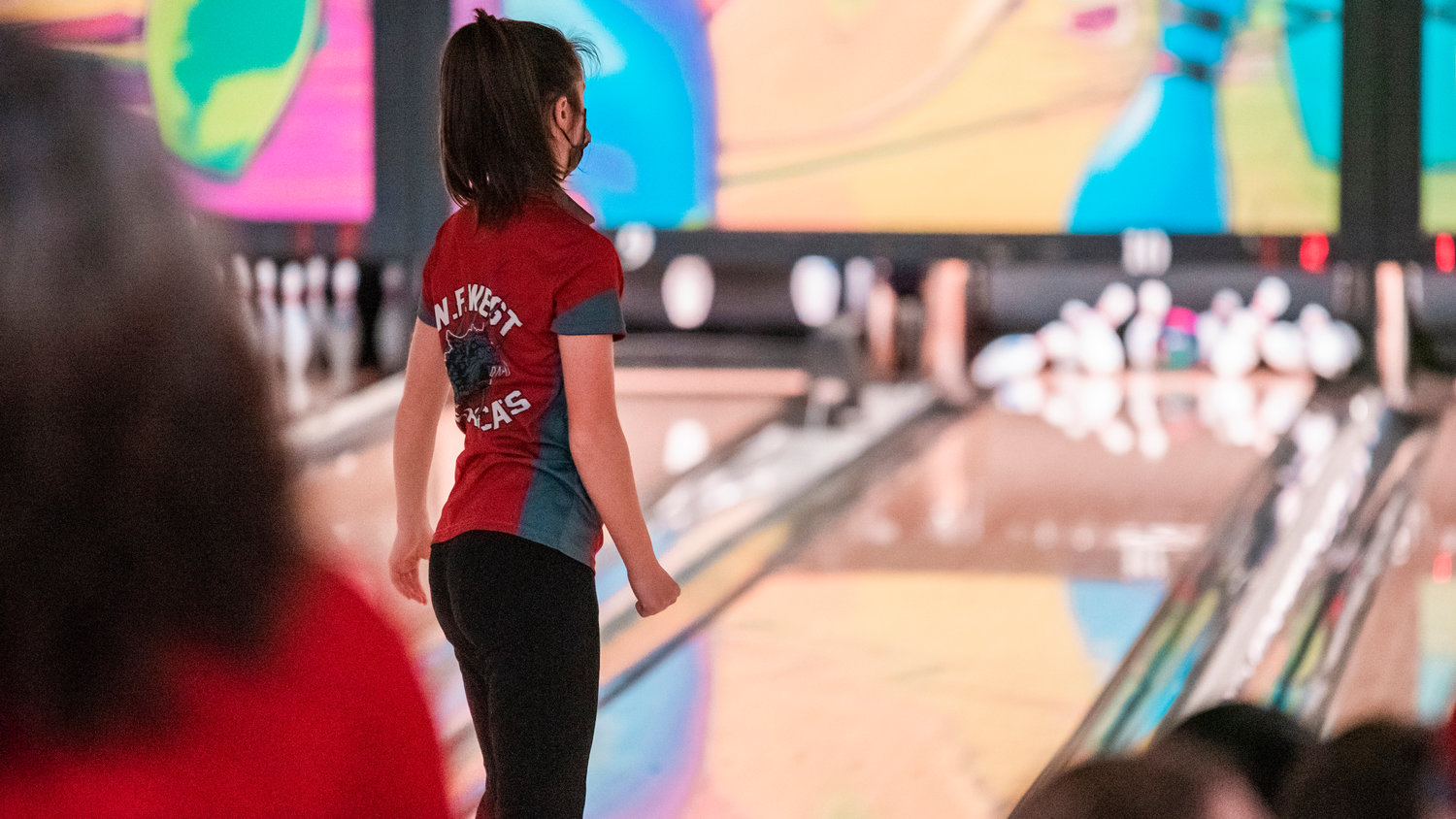W.F. West’s Audrey Toynbee bowls a strike at Fairway Lanes in Centralia on Tuesday.