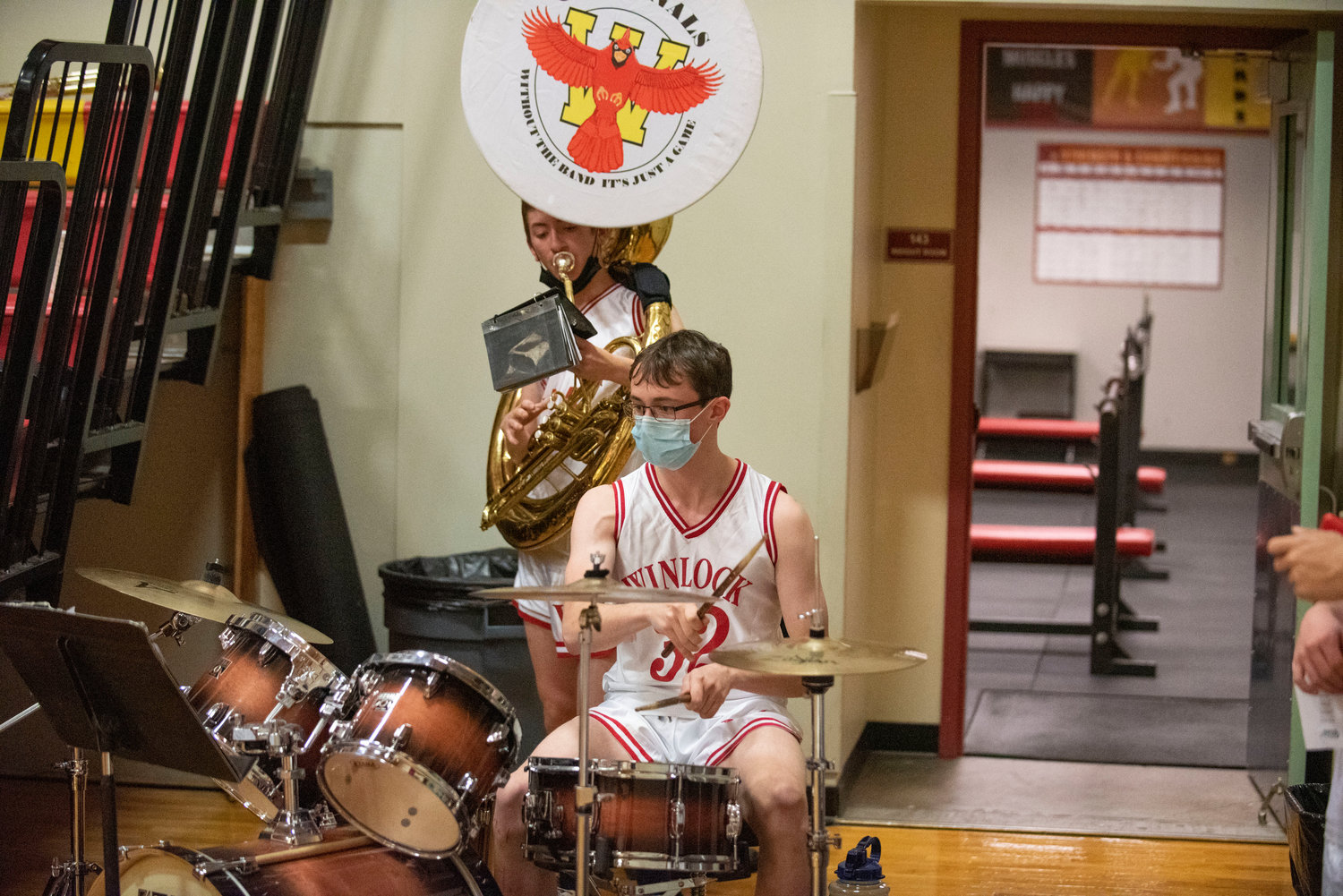 Winlock's band performs during a girls basketball game against Onalaska on Dec. 10.
