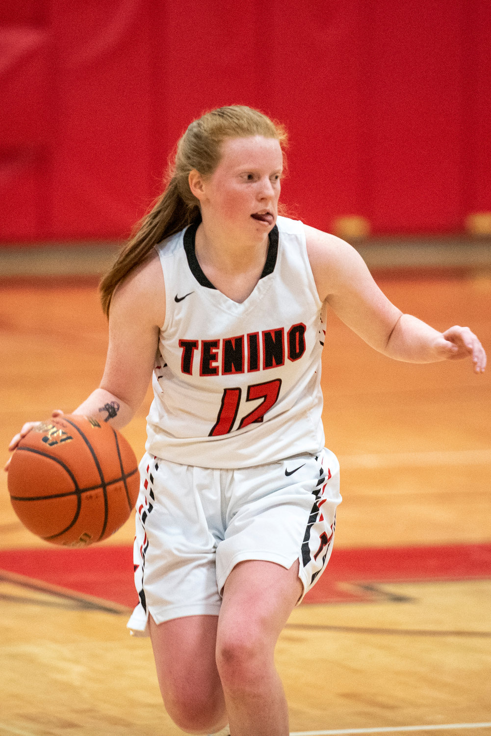 Tenino's Abby Severse looks for an opening against Adna's defense on Dec. 14.
