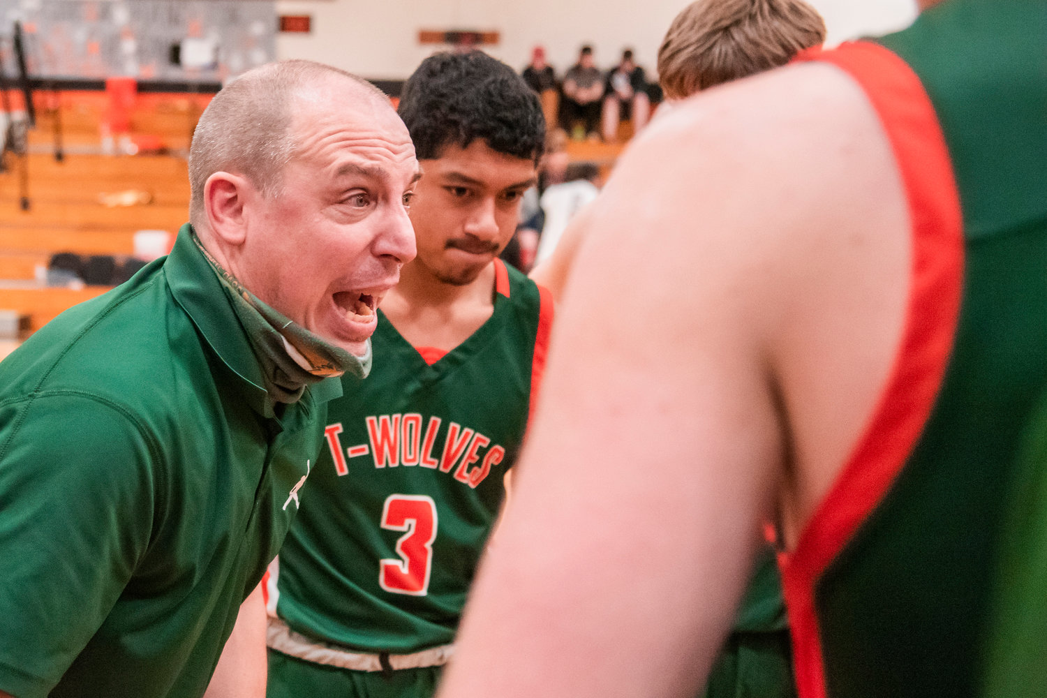 Morton-White Pass coach Chad Cramer yells to athletes during a game in Napavine Tuesday night.