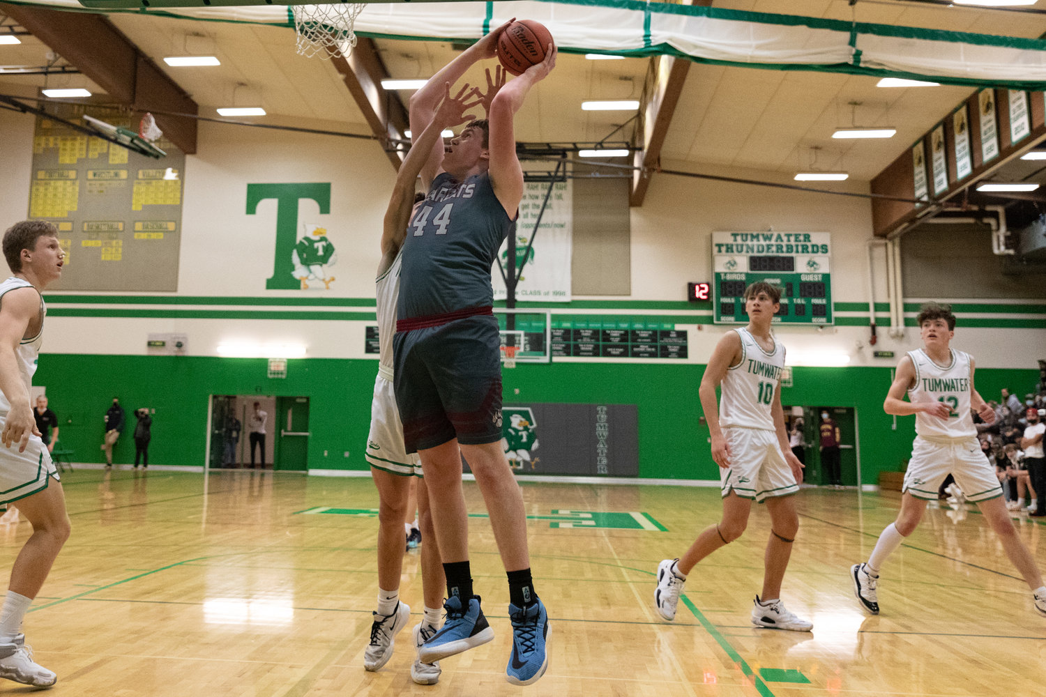 W.F. West center Soren Dalan rises up for a layup against Tumwater Dec. 16.