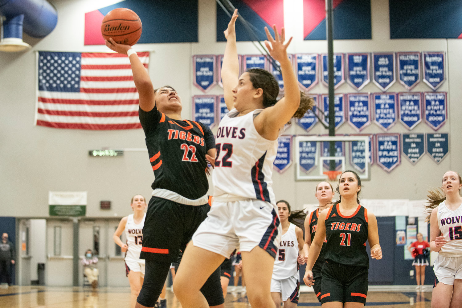 Centralia's Makayla Chavez (22) goes for a layup against Black Hills on Dec. 17.