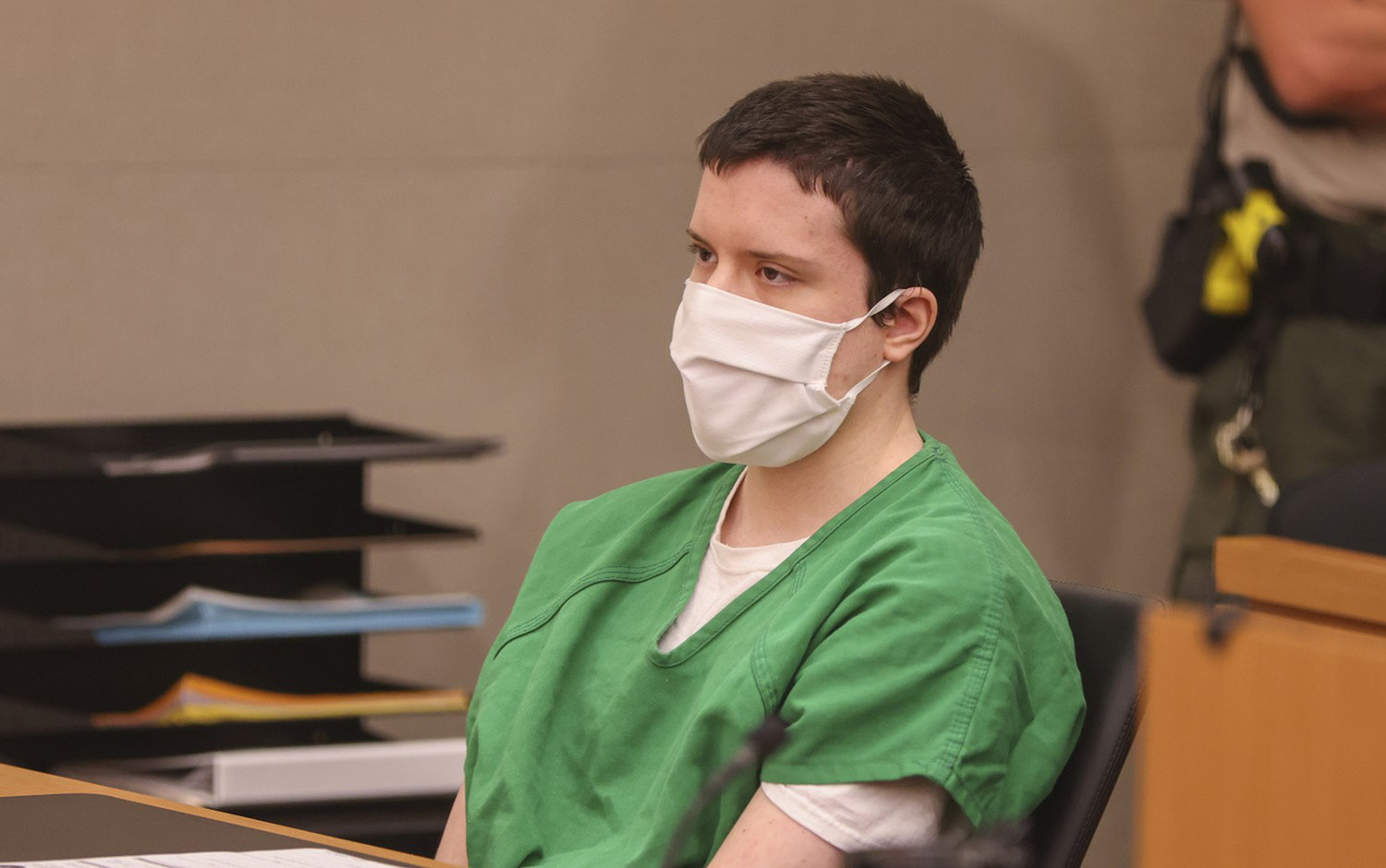 John T. Earnest, who killed one person and injured three in a 2019 synagogue shooting in Poway, California, appears in court in San Diego on July 20, 2021. He was sentenced on Tuesday in federal court to life in prison, plus 30 years. (Eduardo Contreras/San Diego Union-Tribune/TNS)