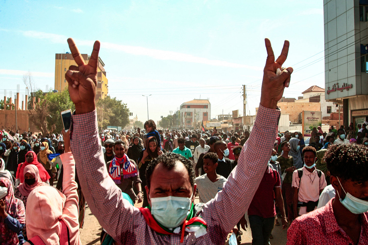 Sudanese protesters gather during a demonstration against the Oct. 25 coup, in the capital Khartoum, on Jan. 2, 2022. (-/AFP via Getty Images/TNS)