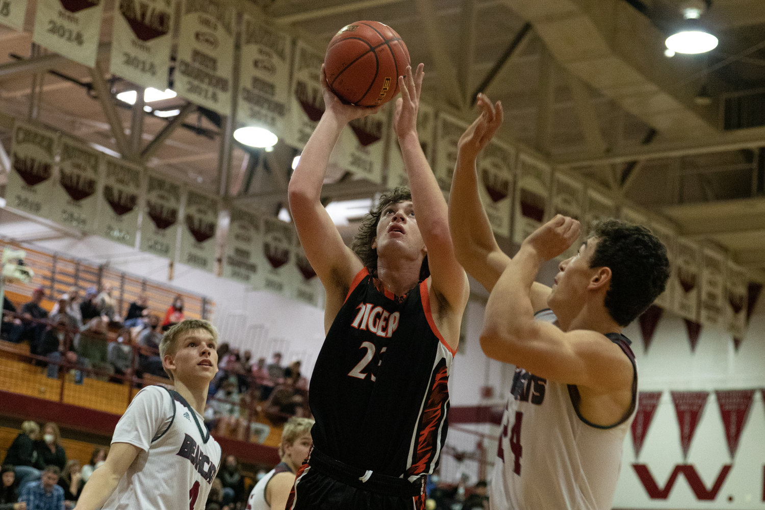 Centralia's Cole Wasson drives for a layup against W.F. West Jan. 5.