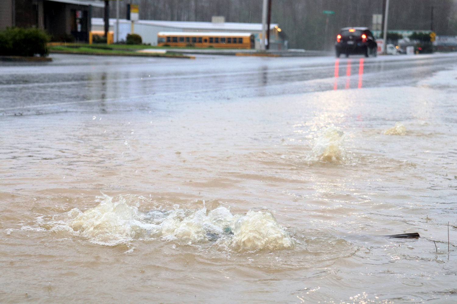 Water bubbles on Northeast Kresky Drive in Chehalis on Thursday.